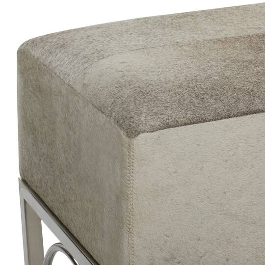 Silver Stainless Steel Contemporary Bench, 17' x 48" x 18"